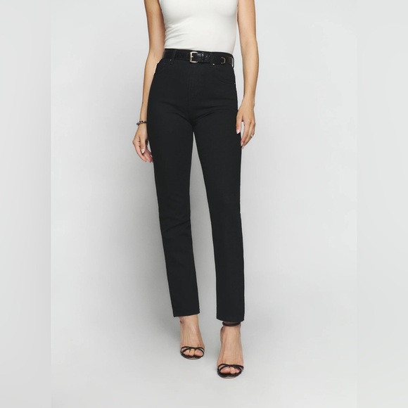 Reformation Liza Ultra High Rise Straight Jeans Black - Size 29 - Picture 1 of 8